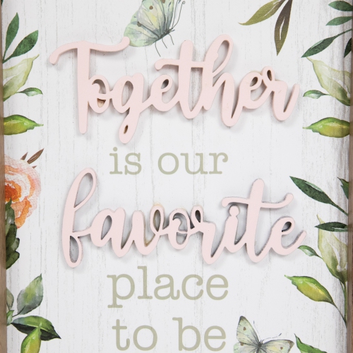 Affiche murale « Together is our favorite place to be » en bois, 11,75 po