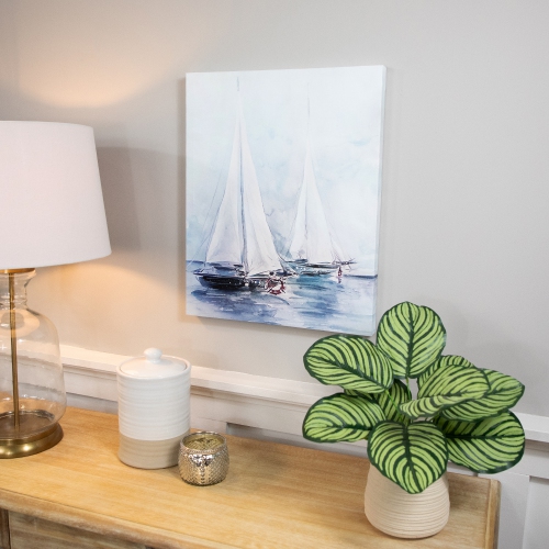 Sailboats Watercolor Canvas Wall Art - 19.5" x 15.75"