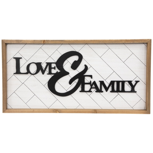 NORTHLIGHT  Love And Family Wooden Framed Wall Art - 19.5""