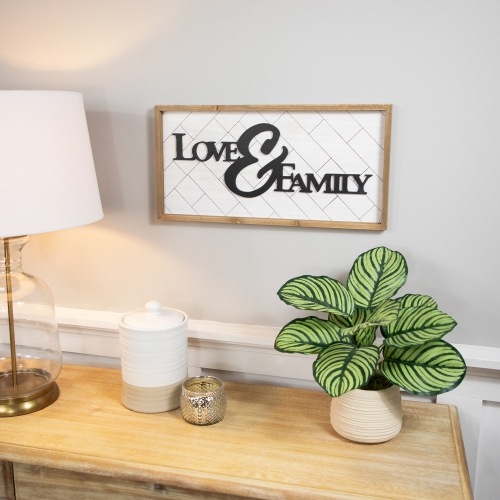 Love and Family Wooden Framed Wall Art - 19.5"