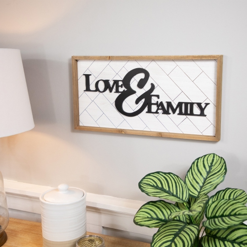 Love and Family Wooden Framed Wall Art - 19.5"