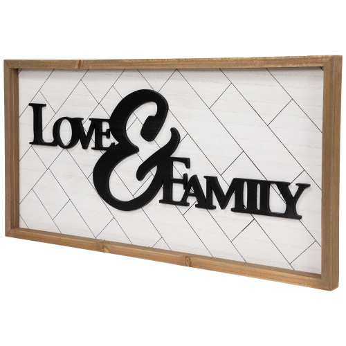 Love and Family Wooden Framed Wall Art - 19.5"
