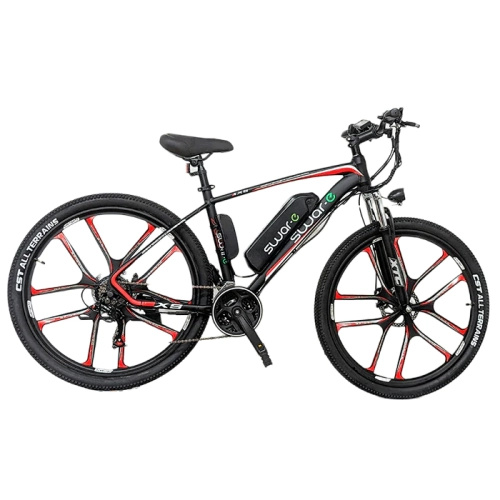 SWAR-E  Electric Bike 27.5"(350W Motor, 36V 13Ah Lithium Battery, Mag Wheel, 32 Km/h Speed), Red-Black