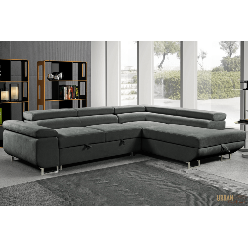 Urban Cali Hollywood Sleeper Sectional Sofa Bed with Adjustable Headrests and Storage Chaise