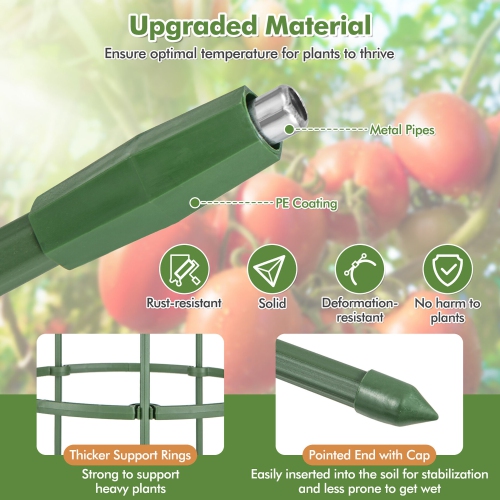 Gymax 3-Pack Garden Tomato Trellis 60'' Plant Support Cage w/ Adjustable Size for Plants