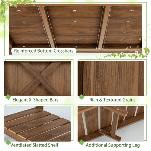 Gymax HIPS Raised Garden Bed Poly Wood Elevated Planter Box w/ Legs & Storage Shelf