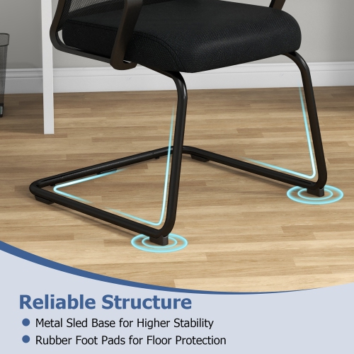 Gymax Office Guest Chair Set of 6 Conference Reception Chair w/ Lumbar Support & Sled Base