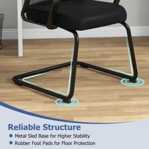 Gymax Office Guest Chair Set of 12 Conference Reception Chair w/ Lumbar Support & Sled Base