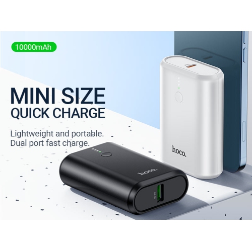10000 mAh USB-C External Battery Charger Portable Mini Power Bank for iPhone Samsung iPad Tablets, White