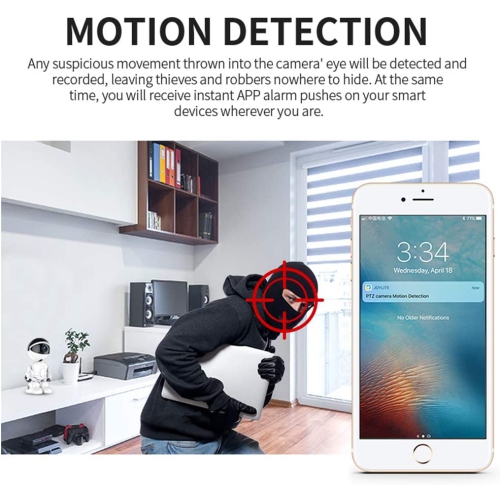 Timbo Home Security IP Camera Robot Intelligent Auto Tracking Camera Wireless WiFi Baby Video Monitor Surveillance Camera 1080P -White