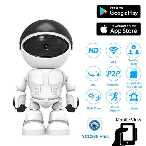 Timbo Home Security IP Camera Robot Intelligent Auto Tracking Camera Wireless WiFi Baby Video Monitor Surveillance Camera 1080P -White