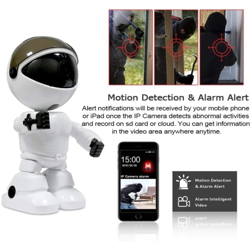 Timbo Home Security IP Camera Robot Intelligent Auto Tracking Camera Wireless WiFi Baby Video Monitor Surveillance Camera 1080P -White