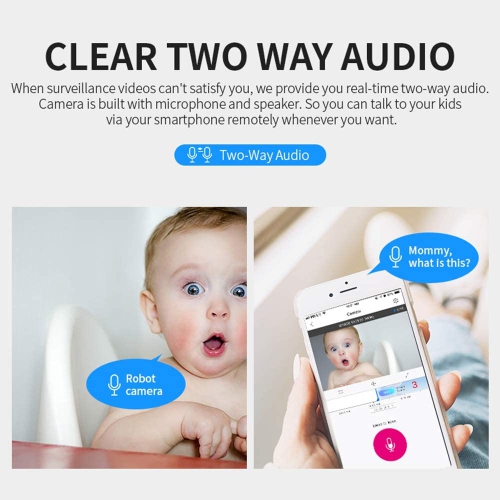 Timbo Home Security IP Camera Robot Intelligent Auto Tracking Camera Wireless WiFi Baby Video Monitor Surveillance Camera 1080P -White