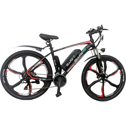 SWAR-E SB26-350 Swar-E Electric Bike 26" (350W Motor, 36V 13Ah Lithium Battery, Mag Wheel, 32 Km/h Speed) – Red/black