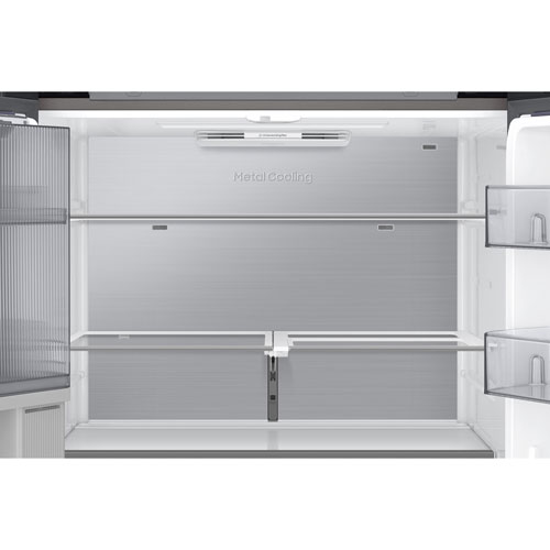 Réfrigérateur à 4 portes et à profondeur de comptoir de 22,8 pi³ et 36 po BESPOKE avec porte transparente de Samsung - Inox