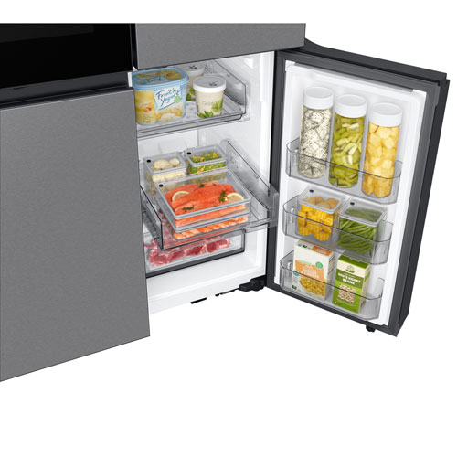 Réfrigérateur à 4 portes et à profondeur de comptoir de 22,8 pi³ et 36 po BESPOKE avec porte transparente de Samsung - Inox