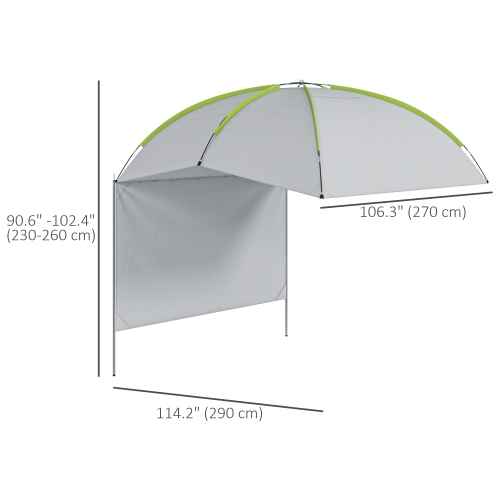 Outsunny Portable SUV Awning Tailgate Tent with Side Wall, Versatility Rooftop Car Awning Sun Shelter with Carry Bag, for Truck, RV, Van, Trailer and