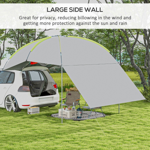 Outsunny Portable SUV Awning Tailgate Tent with Side Wall, Versatility Rooftop Car Awning Sun Shelter with Carry Bag, for Truck, RV, Van, Trailer and