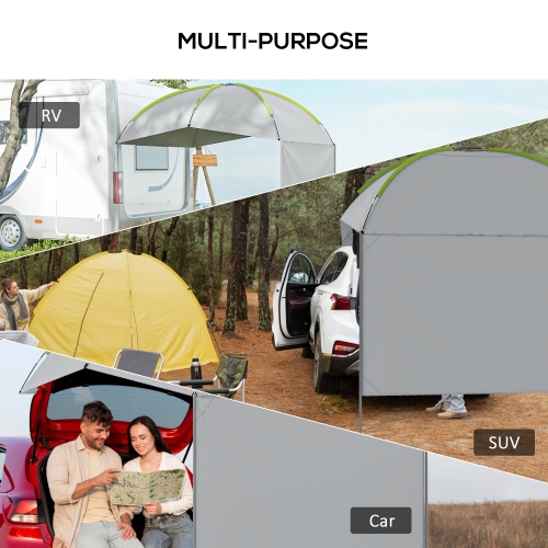 Outsunny Portable SUV Awning Tailgate Tent with Side Wall, Versatility Rooftop Car Awning Sun Shelter with Carry Bag, for Truck, RV, Van, Trailer and