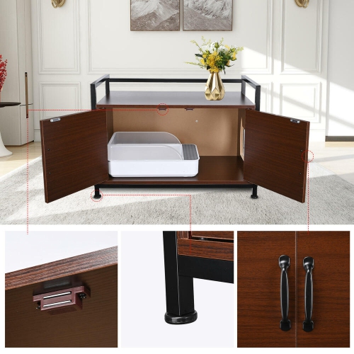 Large Space Cat Litter Box Enclosure, Hidden Cat Washroom Furniture, Wooden Cat Litter Cabinet Storage Bench with a Side Window