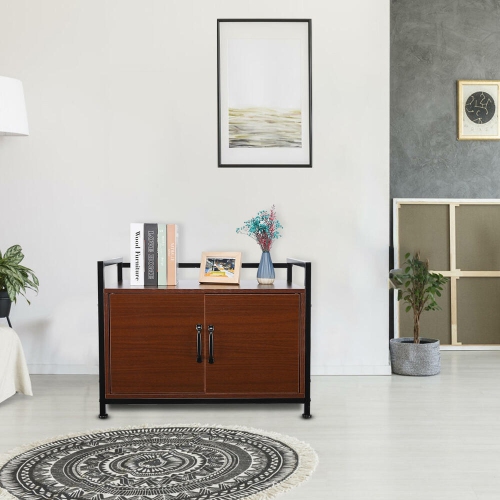 Large Space Cat Litter Box Enclosure, Hidden Cat Washroom Furniture, Wooden Cat Litter Cabinet Storage Bench with a Side Window