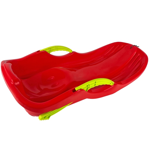 ArcticThrill Snow Sled for Kids - IcePulse Sledge - Single Rider Racer Toboggan with Pull Rope and Brake Handles; Outdoor Plastic Winter Sleigh for