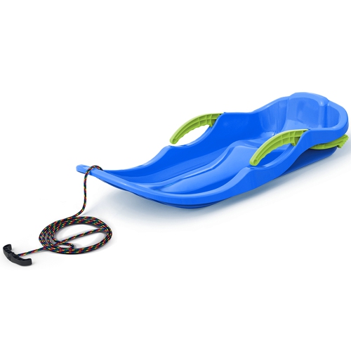 ArcticThrill Snow Sled for Kids - IcePulse Sledge - Single Rider Racer Toboggan with Pull Rope and Brake Handles; Outdoor Plastic Winter Sleigh for