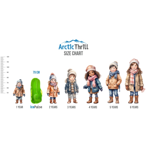 ArcticThrill Snow Sled for Kids - IcePulse Sledge - Single Rider Racer Toboggan with Pull Rope and Brake Handles; Outdoor Plastic Winter Sleigh for
