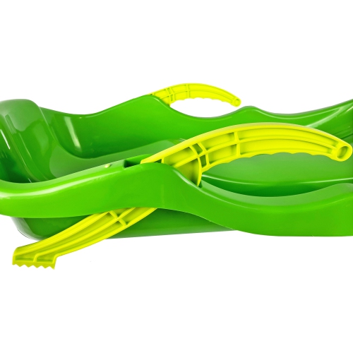 ArcticThrill Snow Sled for Kids - IcePulse Sledge - Single Rider Racer Toboggan with Pull Rope and Brake Handles; Outdoor Plastic Winter Sleigh for