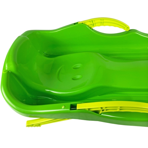 ArcticThrill Snow Sled for Kids - IcePulse Sledge - Single Rider Racer Toboggan with Pull Rope and Brake Handles; Outdoor Plastic Winter Sleigh for