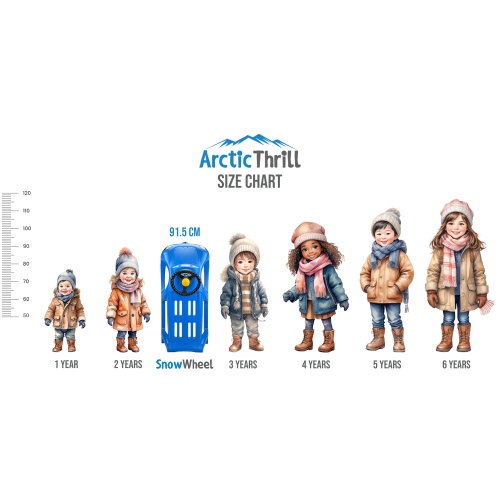 Luge d'hiver ArcticThrill pour enfants - luge SnoWheel - toboggan avec corde et volant décoratif; traîneau d'hiver en plastique pour les tout-petits