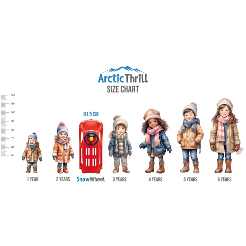 Luge d'hiver ArcticThrill pour enfants - luge SnoWheel - toboggan avec corde et volant décoratif; traîneau d'hiver en plastique pour les tout-petits