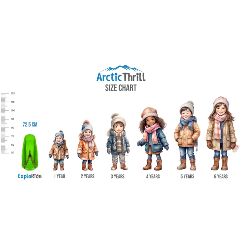 ArcticThrill Snow Sled for Kids - ExploRide Sledge - Toboggan with Pull Rope and Safety Belt; Outdoor Plastic Winter Sleigh for Toddlers & Kids