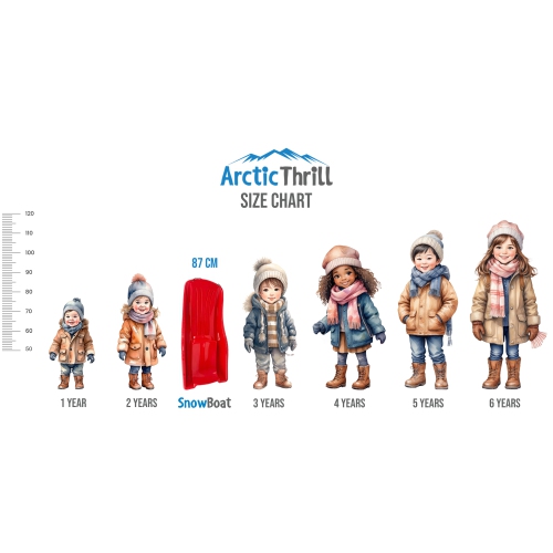 ArcticThrill Snow Sled for Kids - SnowBoat Sledge - Single Rider Toboggan with Pull Rope; Outdoor Plastic Winter Sleigh for Toddlers & Kids