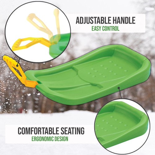 Luge de neige ArcticThrill pour enfants - SnowPilot Slider - Toboggan downhill simple Rider avec poignée réglable; traîneau d'hiver en plastique pour