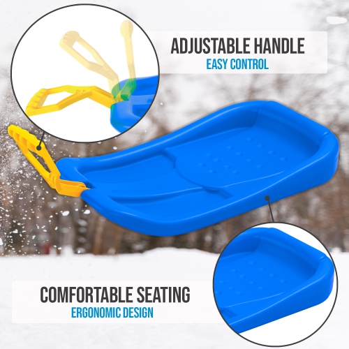Luge de neige ArcticThrill pour enfants - SnowPilot Slider - Toboggan downhill simple Rider avec poignée réglable; traîneau d'hiver en plastique pour