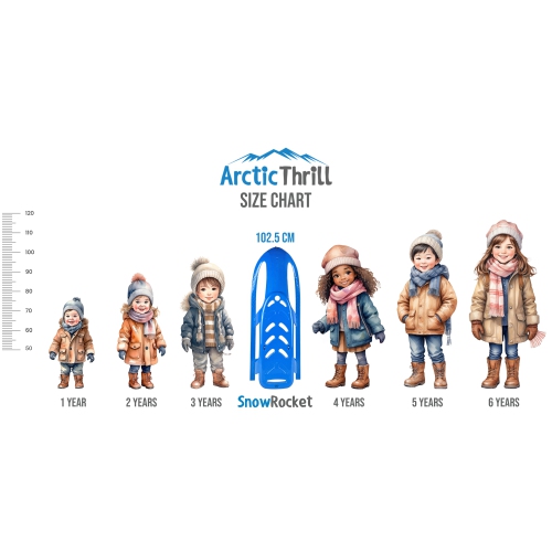 ArcticThrill Snow Sled for Kids - SnowRocket Sledge - Single Rider Racer Toboggan with Pull Rope; Outdoor Plastic Winter Sleigh for Toddlers & Kids