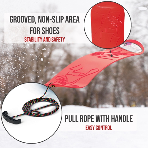 ArcticThrill Snow Sled for Kids - SnowMotion - Slider Board with Pull Rope; Outdoor Plastic Winter Sleigh for Toddlers & Kids