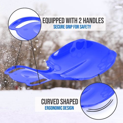 ArcticThrill Snow Sled for Kids - The Teddy Bear Slider - Single Rider Downhill Toboggan with Handles; Outdoor Plastic Winter Sleigh for Toddlers &