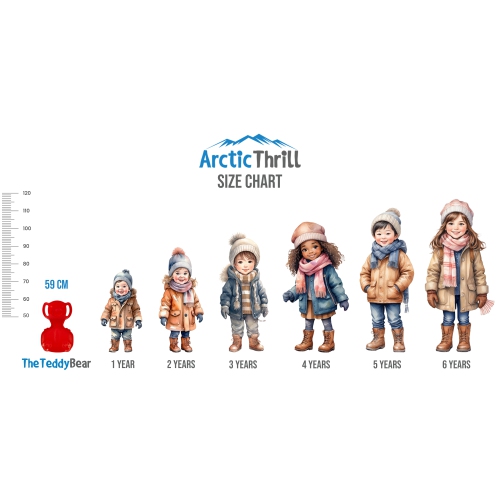 ArcticThrill Snow Sled for Kids - The Teddy Bear Slider - Single Rider Downhill Toboggan with Handles; Outdoor Plastic Winter Sleigh for Toddlers &