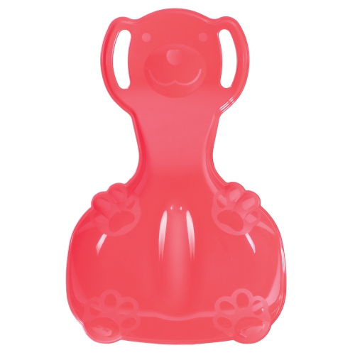 ArcticThrill Snow Sled for Kids - The Teddy Bear Slider - Single Rider Downhill Toboggan with Handles; Outdoor Plastic Winter Sleigh for Toddlers &