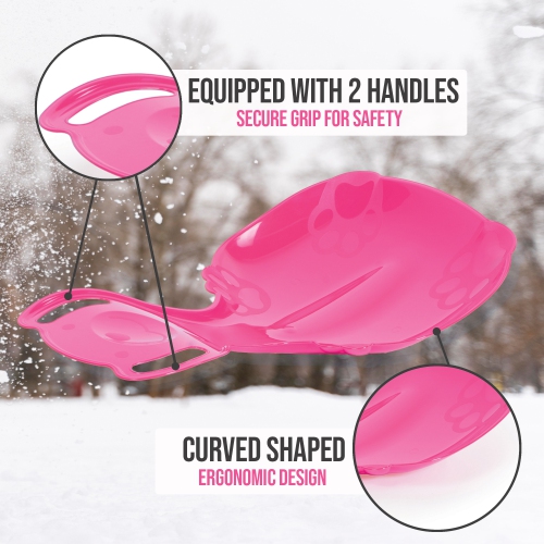 ArcticThrill Snow Sled for Kids - The Teddy Bear Slider - Single Rider Downhill Toboggan with Handles; Outdoor Plastic Winter Sleigh for Toddlers &