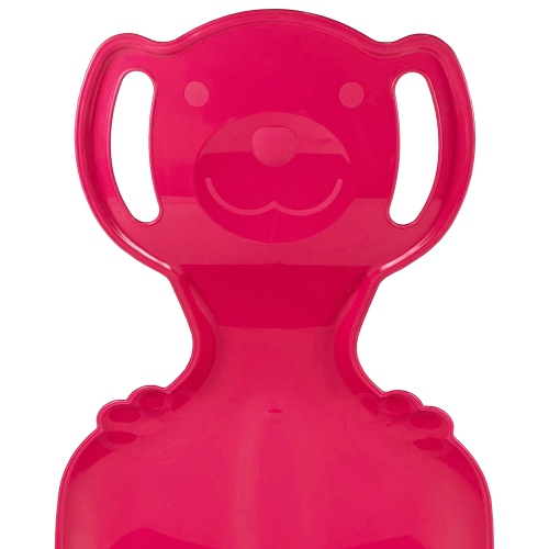 ArcticThrill Snow Sled for Kids - The Teddy Bear Slider - Single Rider Downhill Toboggan with Handles; Outdoor Plastic Winter Sleigh for Toddlers &