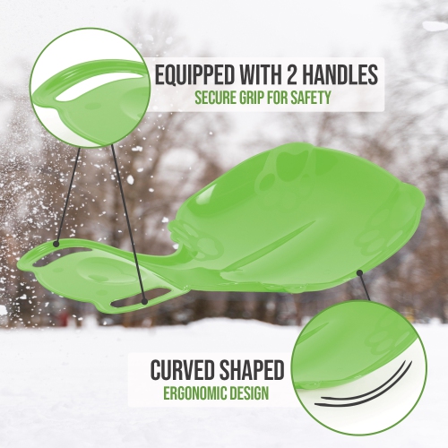 Luge de neige ArcticThrill pour enfants - le Teddy Bear Slider - Toboggan downhill simple Rider avec poignées; traîneau d'hiver en plastique pour les