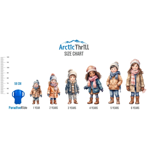 ArcticThrill Snow Sled for Kids - ParadiseRide Slider - Single Rider Sprinter Toboggan with Handles and Pull Rope; Outdoor Plastic Winter Sleigh for