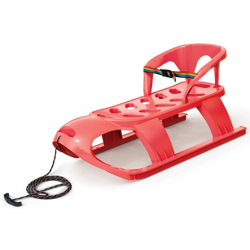 Luge de neige ArcticThrill pour enfants - luge SnowCruise - toboggan avec corde à tirer, dossier et ceinture de sécurité; traîneau d'hiver en plastiq