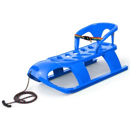 Luge de neige ArcticThrill pour enfants - luge SnowCruise - toboggan avec corde à tirer, dossier et ceinture de sécurité; traîneau d'hiver en plastiq