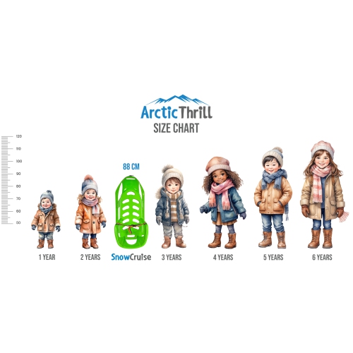 Luge de neige ArcticThrill pour enfants - luge SnowCruise - toboggan avec corde à tirer, dossier et ceinture de sécurité; traîneau d'hiver en