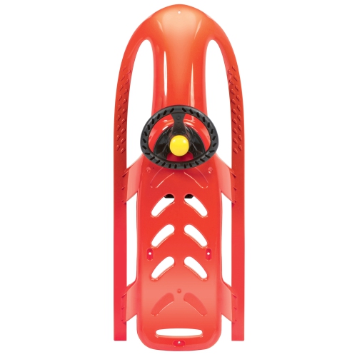 ArcticThrill Snow Sled for Kids - SnowRush Sledge - Single Rider Racer Toboggan with Pull Rope and Steering Wheel; Outdoor Plastic Winter Sleigh for