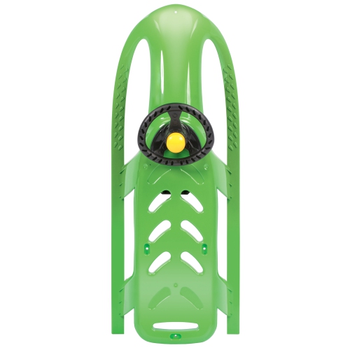 ArcticThrill Snow Sled for Kids - SnowRush Sledge - Single Rider Racer Toboggan with Pull Rope and Steering Wheel; Outdoor Plastic Winter Sleigh for